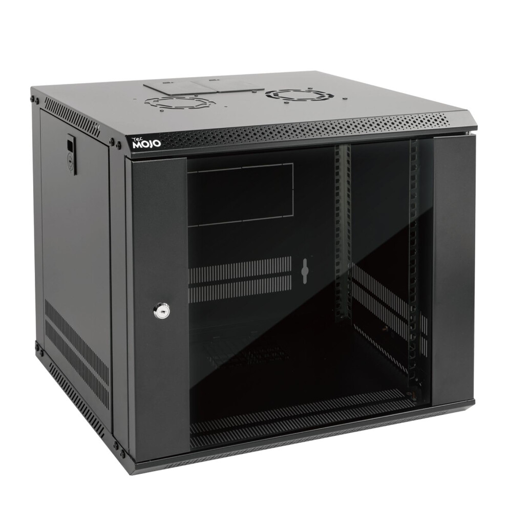 Tecmojo 9U 450Mm Depth Wall Mount Server Cabinet It Network Rack Enclosure Lockable Door And Side Panels Standard Glass Door, For 19" It Black 5051221712369