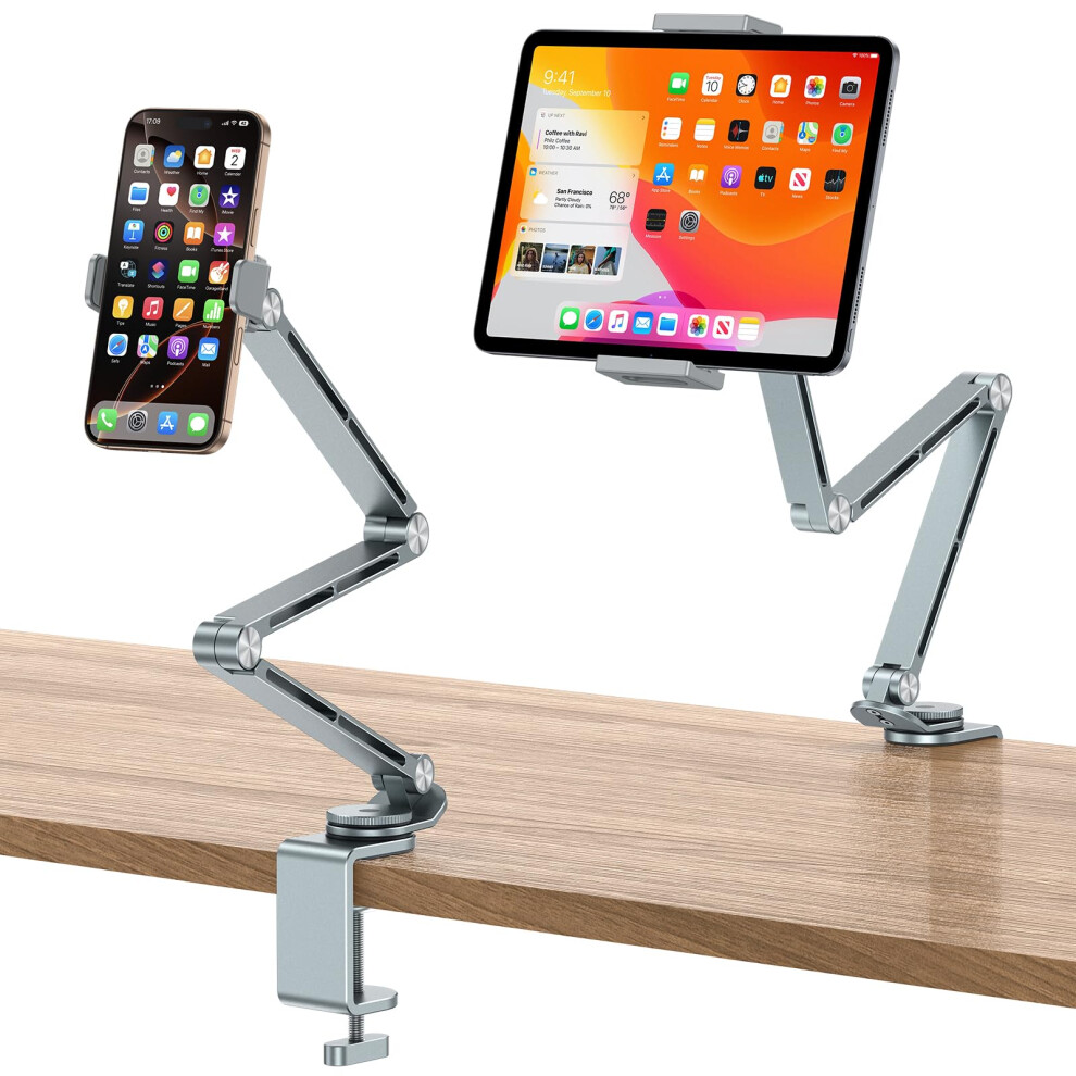 Omoton Aluminum Tablet Stand For Desk, 360? Rotatable Tablet Holder For Ipad, Adjustable Overhead Phone Mount, Phone Stand For Bed With Stable Arm 5051222472316