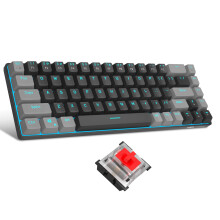 MageGee 60 Percent Gaming Mechanical Keyboard, Minimalist MK-Box Blue Backlit Compact 68 Keys Wired Office Keyboard with Red Switch for Windows Laptop