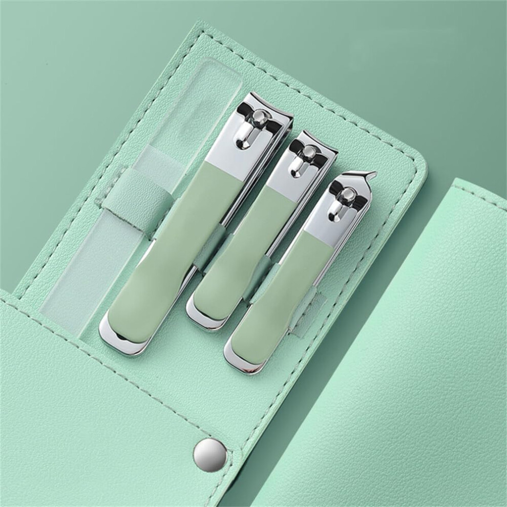 Manicure Pedicure Set Stainless Steel 4pcs Nail Clipper and Scissors Kit for Travel Dark Khaki