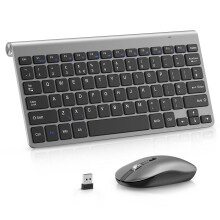 Mini Wireless Keyboard and Mouse, PINKCAT 2.4G Ultra-Thin Keyboard and Ergonomic Silent Mouse Set with 12 Multimedia Shortcuts for Computer, PC,
