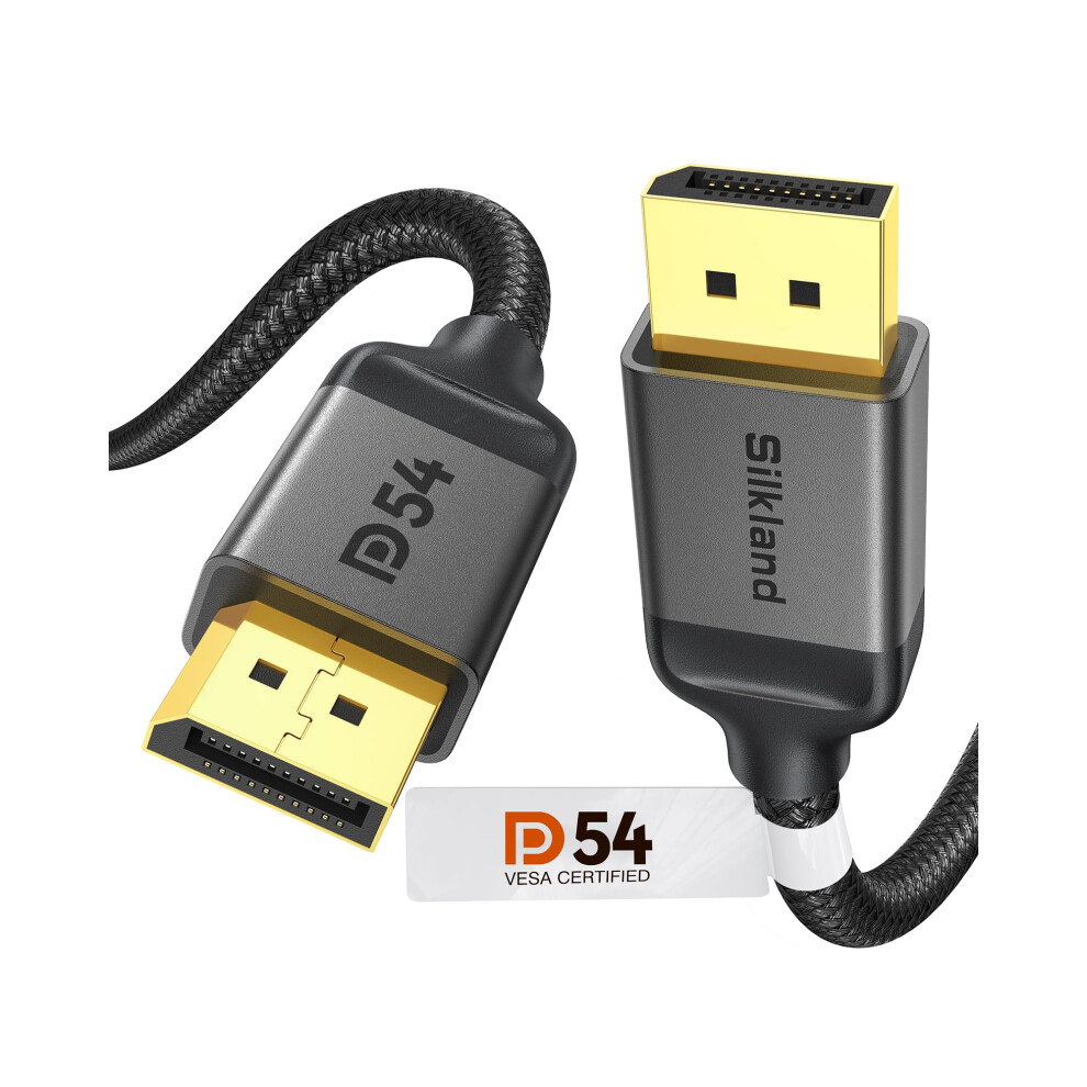 Silkland 54Gbps Displayport Cable 2.1, Dp 2.1 Cable [16K@30Hz, 8K@120Hz, 4K@240Hz 165Hz 144Hz] Hdr, Hdcp Dsc 1.2A, Compatible Freesync G-Sync Gaming 5051221715858