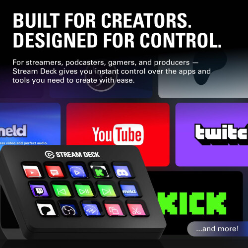 Elgato Stream Deck MK.2 ? Studio Controller, 15 macro keys, trigger actions in apps and software like OBS, Twitch, ?YouTube and more, works with Mac 2