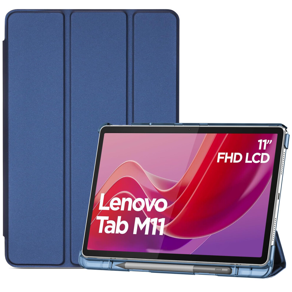 Procase Smart Case For Lenovo Tab M11/Tab K11 Lte 11" 2024 Tb330fu With Pen Holder, Slim Stand Tri-Fold Hard Shell Protective Tablet Cover Translucent 5051221716633