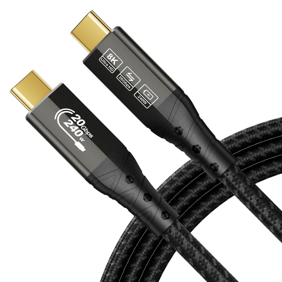 Ziknydo Usb C Cable 3M, Usbc 3.2 20Gbps Data Transfer, 240W Fast Charging Type C To Type C, 4K@144Hz / 60Hz, 8K@30Hz Usb C Monitor Video Cable For 5051222472606