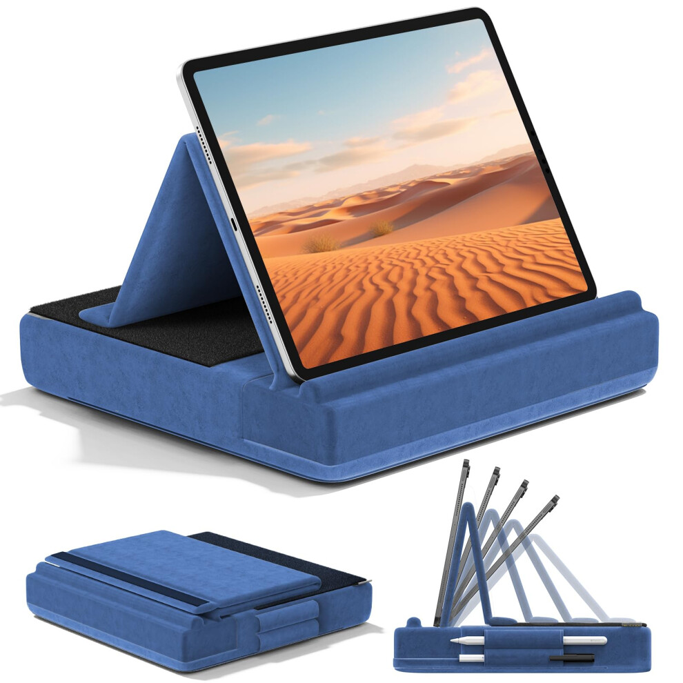 Kdd Tablet Pillow Stand, Multi-Angle Viewing Ipad Holder For Lap, Bed And Desk, Foldable Soft Pad Dock With Stylus Mount Compatible With Ipad Pro 5051221720333