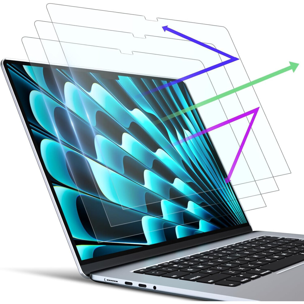 Pys [3-Pack Anti Screen Protector For Macbook Air 15.3-Inch (2025/2024/2023, M4/M3/M2), Anti-Glare Pet Matte Film, Nti-Scratch, Blue/Light 5051222470855