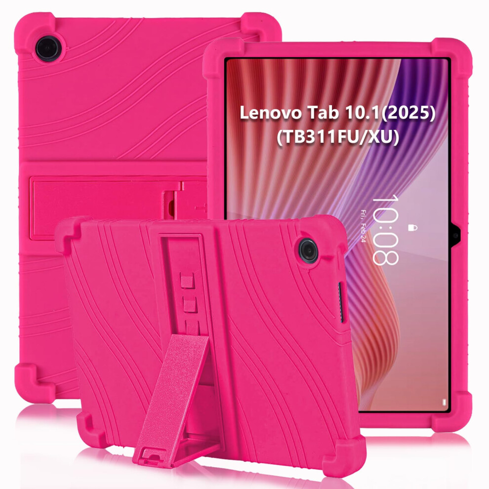 Atooz For Lenovo Tab 10.1 2025 Case (Tb311fu/Tb311xu),Soft Silicone Shockproof Kids Case For Lenovo Tab 10.1 Inch 2025 Tablet With Pc Stand (Rose ) Red 5051221715513