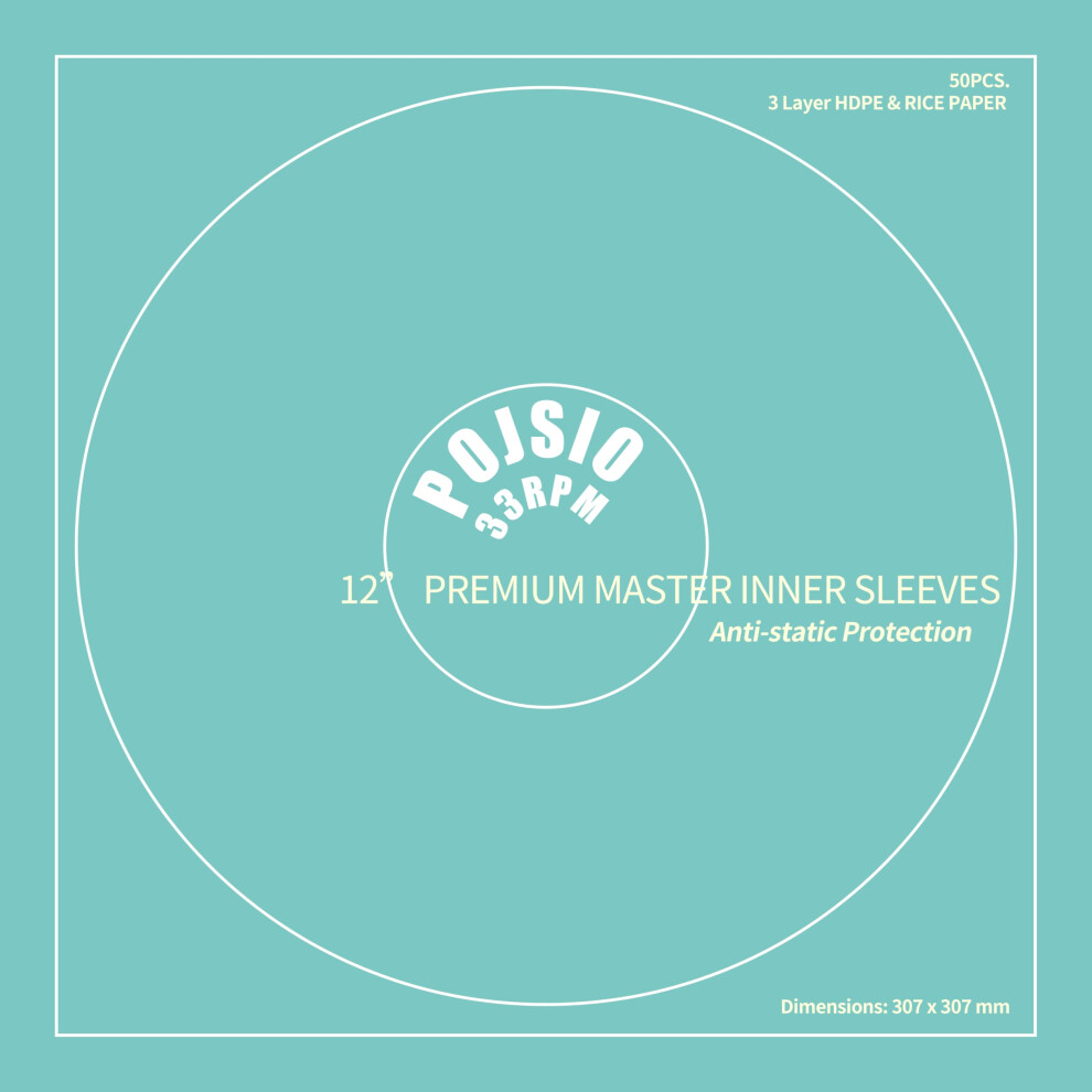 Pojsio 50 X Premium Anti Static Vinyl Sleeves 12 Inch |Made Of 3 Layer Hdpe+1 Layer Rice Paper| Vinyls Record Sleeves 12 Inch Poly Lined Inner 5051222478523