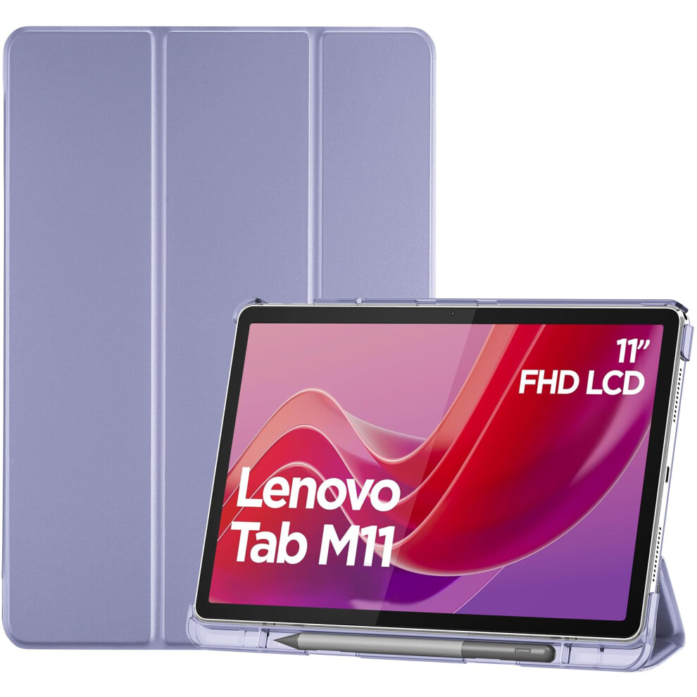 Procase Smart Case For Lenovo Tab M11/Tab K11 Lte 11" 2024 Tb330fu With Pen Holder, Slim Stand Tri-Fold Hard Shell Protective Tablet Cover Translucent 5051221718422