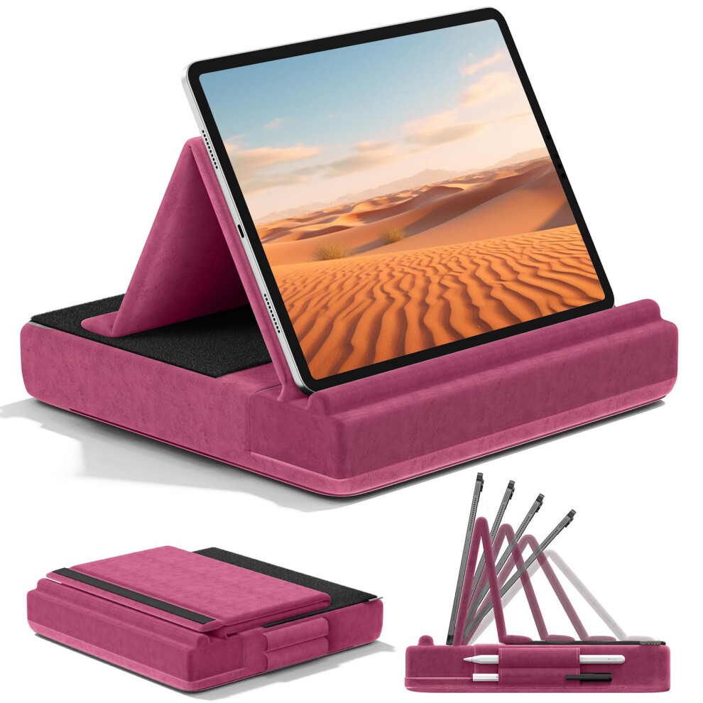 Kdd Tablet Pillow Stand, Multi-Angle Viewing Ipad Holder For Lap, Bed And Desk, Foldable Soft Pad Dock With Stylus Mount Compatible With Ipad Pro 5051222477779