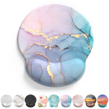 Giecy Mouse Mat Wrist Support, Ergonomic Gel Mouse Pad, Mouse Wrist Rest with Non-Slip Base for Home Office Computer, Laptop (Pink&Blue Marble)