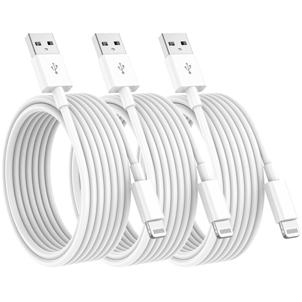 3Pack For Iphone Charger 3M Mfi Certified, Extra Long Phone Cable Lead 3 Metre, Usb A To Cable Fast Charging For Apple 5051221722597
