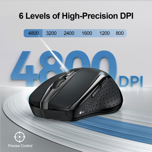TeckNet TECKNET Bluetooth Mouse, 4800DPI Wireless Mouse Computer Silent Click USB Mice Bluetooth 3.0/5.0 and 2.4GHz Connectivity with 6 Adjustable DPI, 30 2