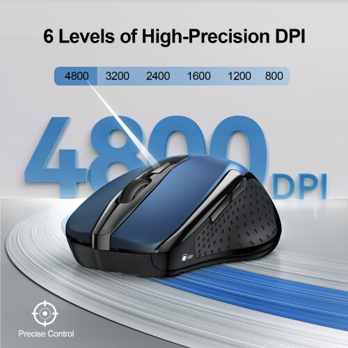 TeckNet TECKNET Bluetooth Mouse, 4800DPI Wireless Mouse Computer Silent Click USB Mice Bluetooth 3.0/5.0 and 2.4GHz Connectivity with 6 Adjustable DPI, 30 2