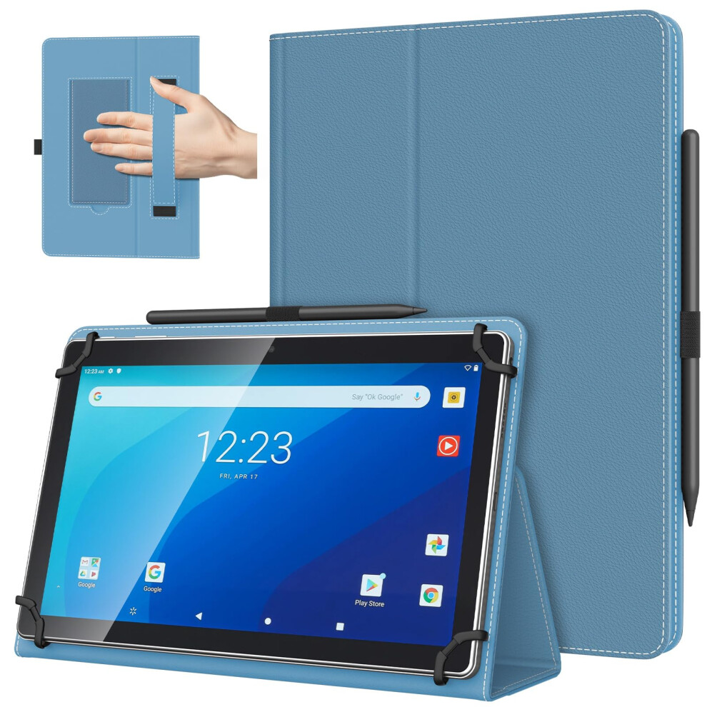 Timovo Universal Case For 10.1 Inch Android Tablet With Pen Loop, Lightweight Folding Stand Cover With Hand Strap For All 9.6"-11" Touchscreen Tablet, 5051221721675