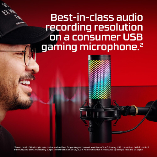 HyperX HyperX QuadCast 2 S ? USB Microphone, with RGB Lighting, Streaming and Podcasting, with On-Board Controls, LED Lighting, Removable Shock Mount, PC, 2