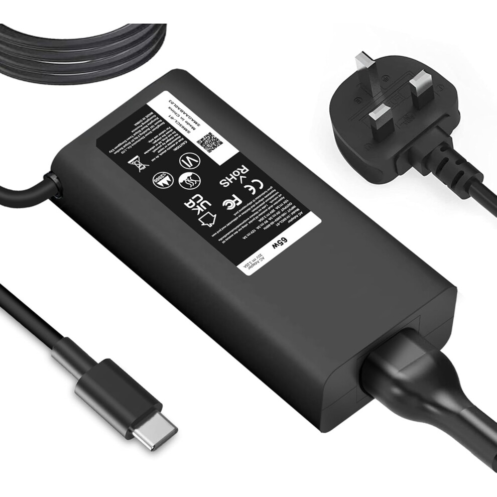 New 65W Usb C Power Adapter Compatible With Dell Latitude 3440/3540/5320/5420/5430/5440/5520/5530/5540/7330/7340/7400/7430/7440/Xps 13,Chromebook 5051221722535