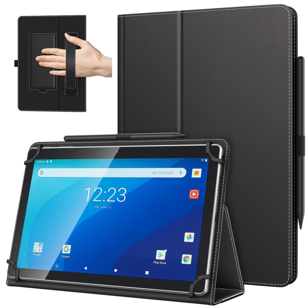Timovo Universal Case For 10.1 Inch Android Tablet With Pen Loop, Lightweight Folding Stand Cover With Hand Strap For All 9.6"-11" Touchscreen Tablet, 5051221721651