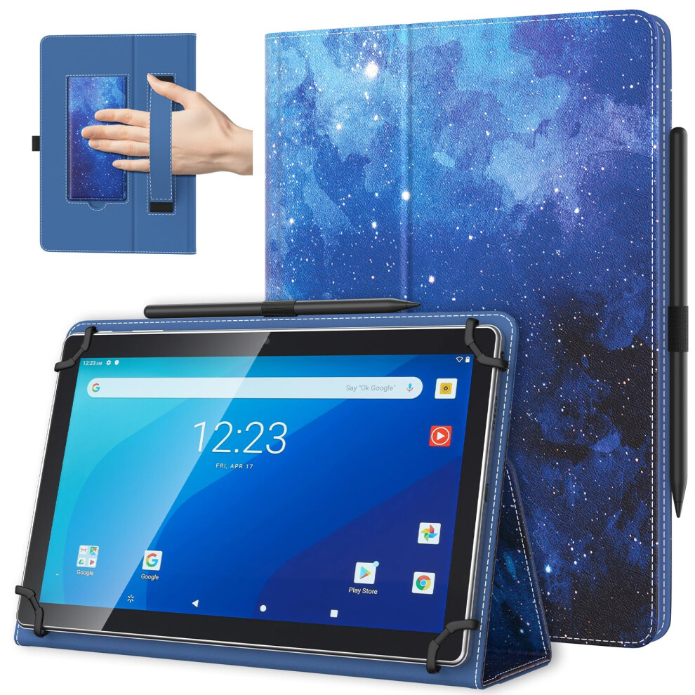 Timovo Universal Case For 10.1 Inch Android Tablet With Pen Loop, Lightweight Folding Stand Cover With Hand Strap For All 9.6"-11" Touchscreen Tablet, 5051221721415