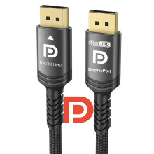Ubluker 10K 8K DisplayPort 2.1 Cable 54Gbps 3M, Certified DP to DP Cord 4K 240Hz 165Hz 144Hz 120Hz 10K 8K 120Hz Nylon Braided UHBR HDCP2.3 FreeSync