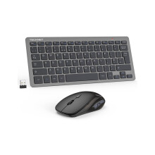 TECKNET Mini Wireless Keyboard and Mouse Set, 2.4G Cordless USB Keyboard and Silent Mouse Combo with Nano USB Receiver, 12 Multimedia Shortcuts for
