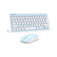 TECKNET Mini Wireless Keyboard and Mouse Set, 2.4G Cordless USB Keyboard and Silent Mouse Combo with Nano USB Receiver, 12 Multimedia Shortcuts for