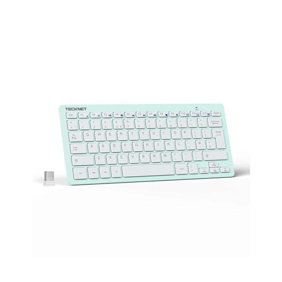 Tecknet 2.4G Wireless Keyboard For Windows/Chrome Os, Uk Layout Compact Mini Keyboard, Small Silent Whisper-Quiet Keyboards With 12 Months Battery