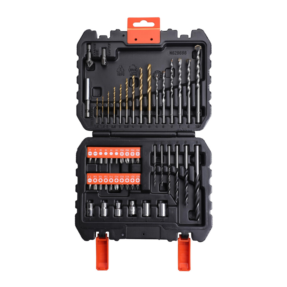 Black+Decker 50 Pc. Mixed Drill And Screwdriver Bit Set, A7188-Xj 5051222389881