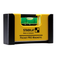 STABILA Pocket PRO Magnetic mini spirit level with belt clip, 7 cm, strong rare earth magnet, 1 horizontal level, made in Germany, yellow, 15 x 8 x 20