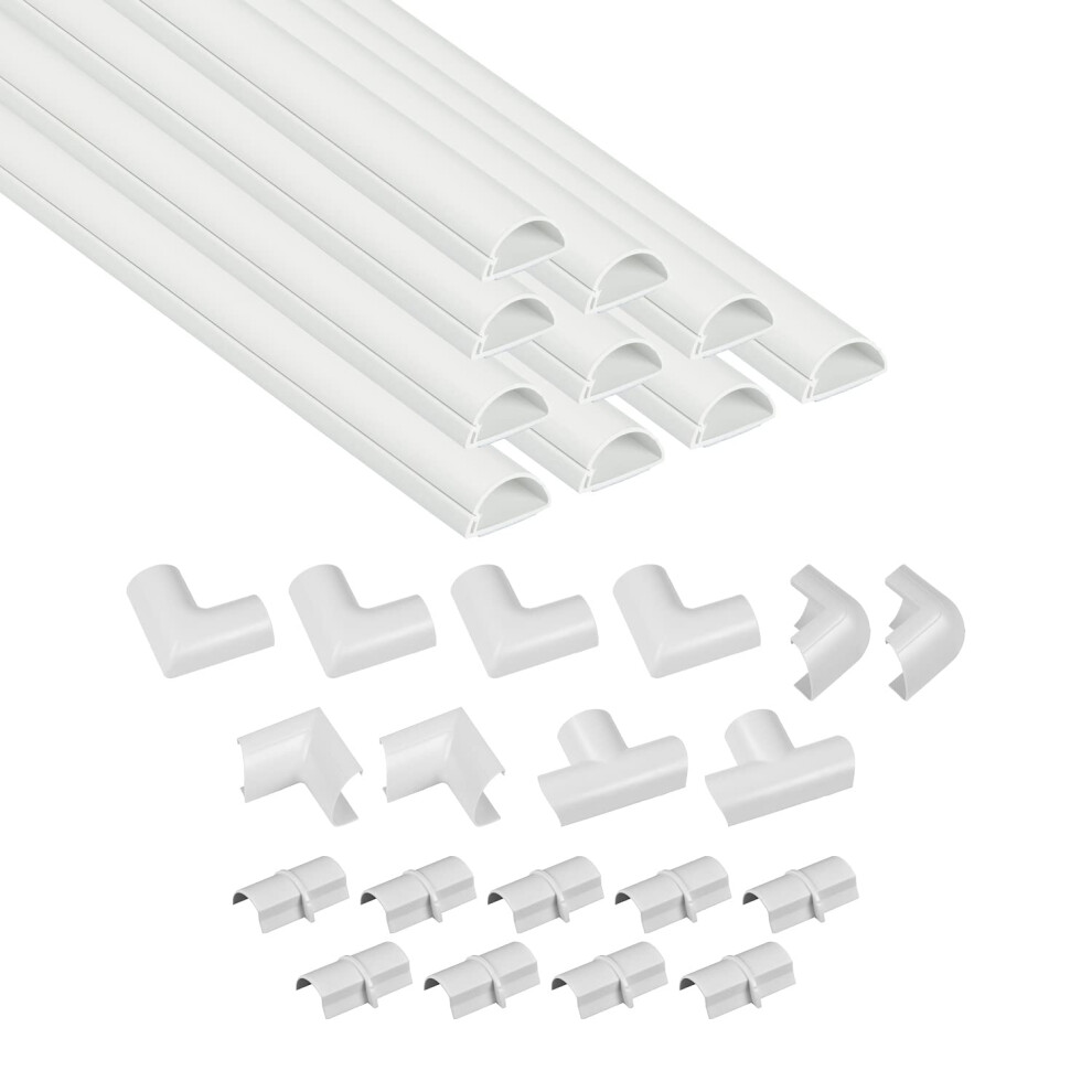 D-Line White Mini Trunking Kit, 4-Meter Self-Adhesive Wire Hider, Cable Management To Hide Wires On Wall, Cable Tidy Solution - 10X 40Cm Lengths And 5051222392874