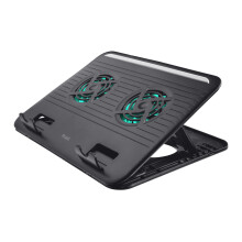 Trust Cyclone Laptop Stand 16", 2 Fans Cooling Pad, Riser with USB Fan and Adjustable Height, 8 Levels, Ventilated Holder for Notebook, Macbook, Dell,