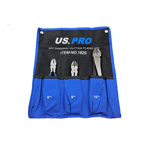 us pro US PRO 3pc Diagonal Side Cutting Plier Set 6", 8", 10" 1820 1