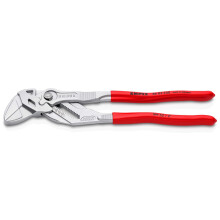KNIPEX Pliers Wrench, Chrome-Plated, 250 mm, Grips Continuously up to 52 mm, Fine Adjustment by Button Push, Adjustable Wrench, 86 03 250