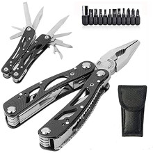 Grizef Multitool Pliers, Durable Stainless Steel 24-in-1 Multi-Purpose Pocket Folding Pliers with Screwdriver Kits, Outdoor Multi-Functional Utility
