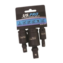 US PRO Tools 3pc Impact Universal Wobble Joint Set 1/4", 3/8",1/2" Drives 3977