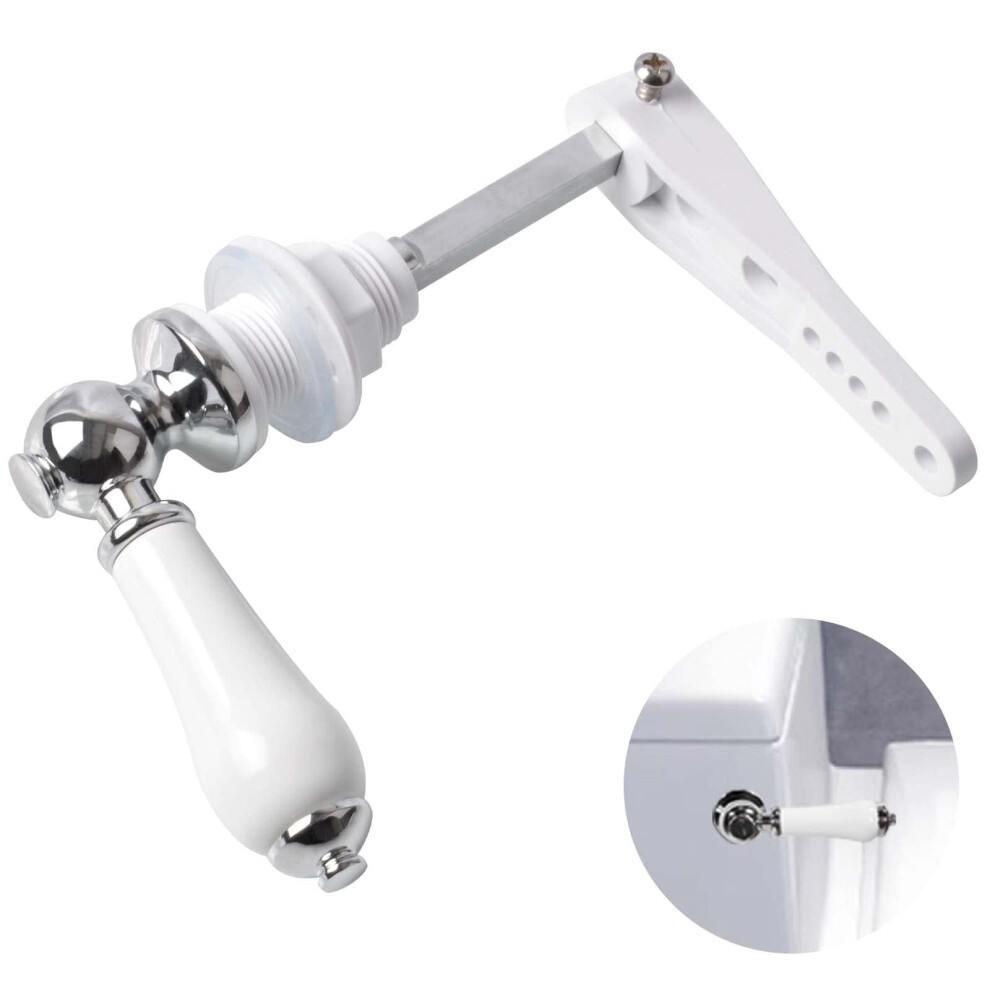 Ceramic Toilet Flush Handle, Prochosen Toilet Flush Handle Replacement Universal Fit Toilet Cistern Handle Chrome Plated Replacement Ceramic Handle 5051221731438