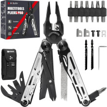 BIBURY Multitools, Multi Tool Foldable Pliers with Upgraded Scissors and Screwdriver Set, Stainless Steel Multitools - Pro, Ideal for Camping,