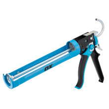 OX Heavy-Duty Caulk Gun 400mL ? Dual Thrust Ratios 25:1 & 12:1, Dripless On/Off Switch, Built-in Spout Cutter & Seal Punch, Ergonomic Handle ? for