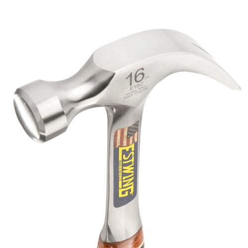 Estwing Estwing E16C Curved Claw Hammer - Leather Grip 450g (16oz), Silver 2