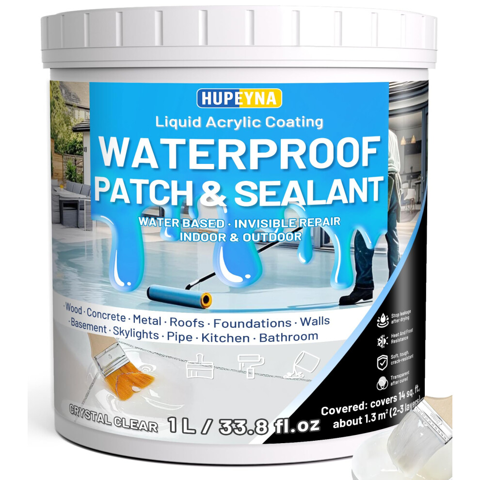 Hupeyna Liquid Waterproof Sealant, Invisible Water Proof Agent, Anti-Leakage Repairing Transparent Waterproof Coating, Indoor And Outdoor Water-Based 5051222340035