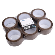 Pavo - Premium 50 mm x 66 m Polypropylene Packing Tape - Brown (Pack of 6)
