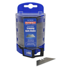 Faithfull Heavy-Duty Trimming Knife Blades with Storage Box Dispenser ? Pack of 100