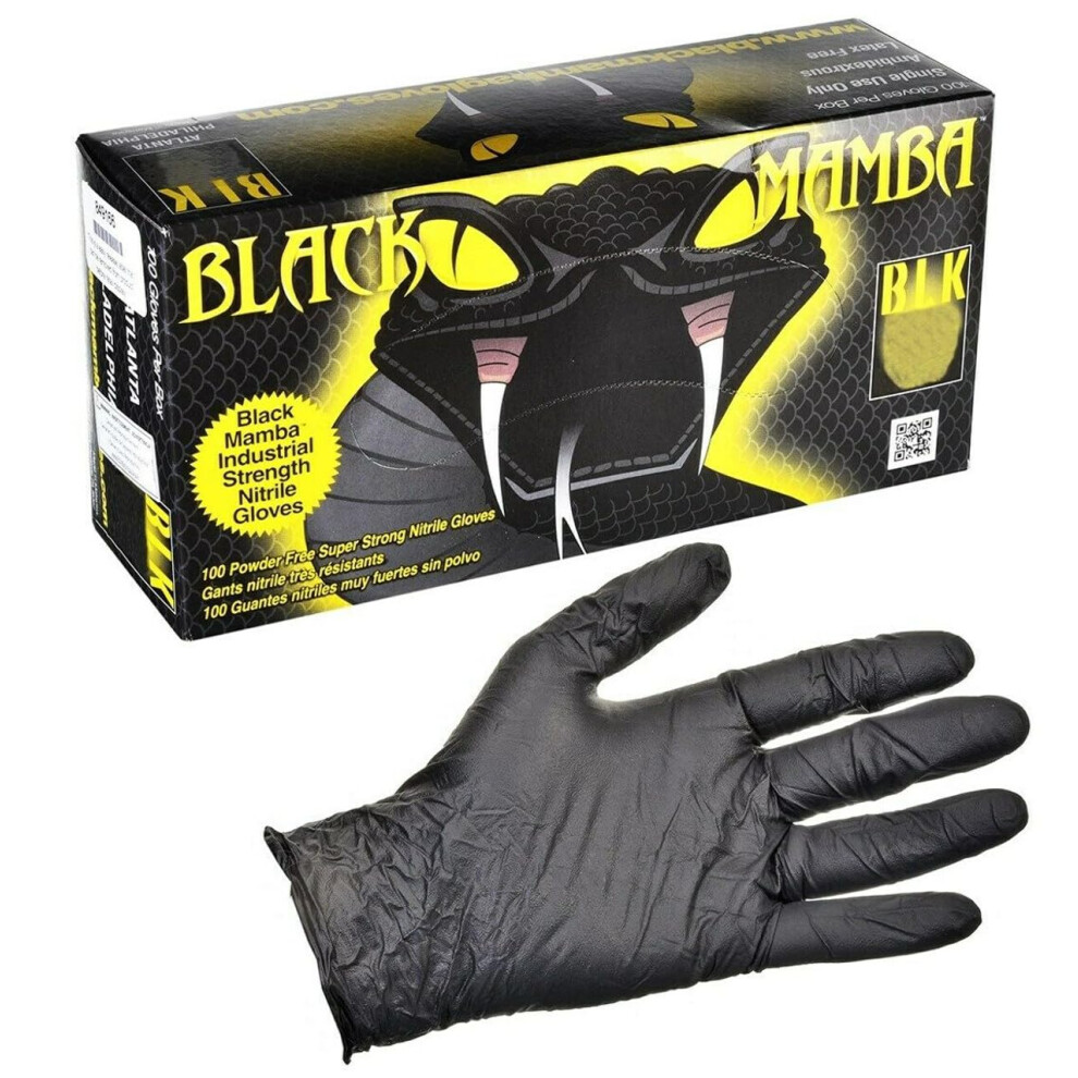 Mamba Nitrile Workshop Gloves (Box 100) : Xl Black