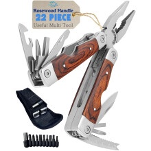 Rosewood Multi Tool, 22 in 1 Tools, Tough Multitool Belt Pouch, Needle & General Pliers, Screwdrivers - Phillips & Flathead, 10 Piece Bit Set, File, 2