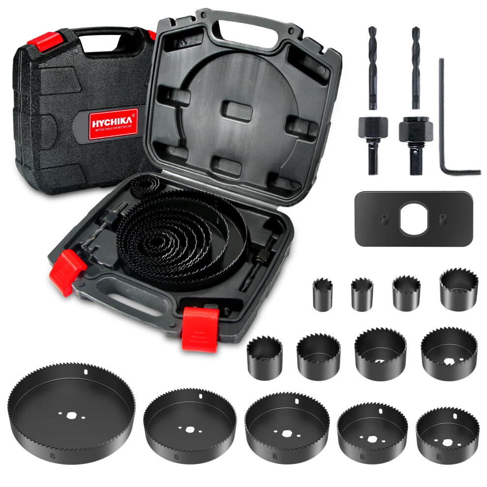 Hychika Hole Saws, 19 Pcs Hole Saw Set 19Mm-152Mm, Perfect For Drilling Soft Wood, Pvc Board And Plastic Plate 5051222376201