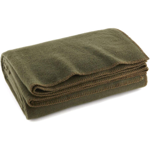 Everone Olive Drab 80% Wool Fire Retardant Blanket - 66" X 90"