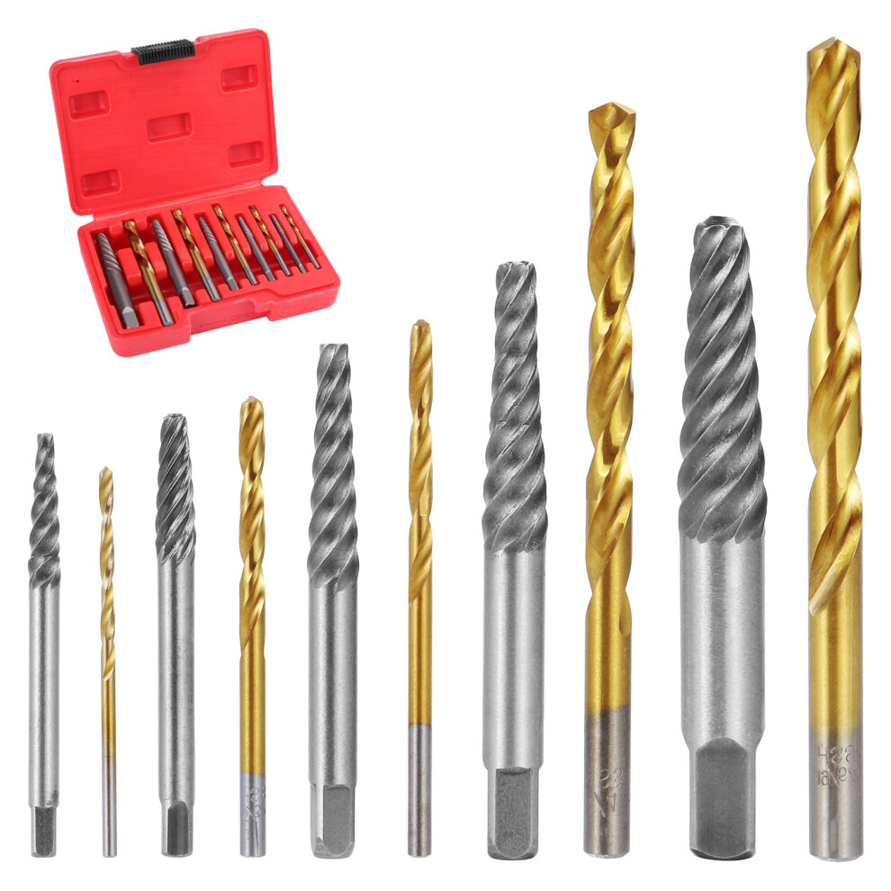Hseamall 10Pcs Screw Extractors With Left Hand Cobalt Drill Bits Set,Damaged Screw Remover Drill Extractor Combination Set 5051221734972