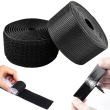 5M Self-Adhesive Hook and Loop Strips Tape Roll, Black Heavy Double Sided Sticky Duty Strips Industrial Strength Sticky Fastener Interlocking