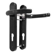 UPVC Door Handles Set - Black - Lever/Lever - 92mm PZ (Centres) - 122mm Screw to Screw - Backplate 212mm X 34mm - UPVC Door Handle - Black Replacement